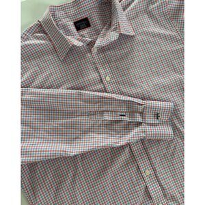 UNTUCKit Mens XL Regular Fit Gingham Check Button Down Shirt Red Blue Cotton